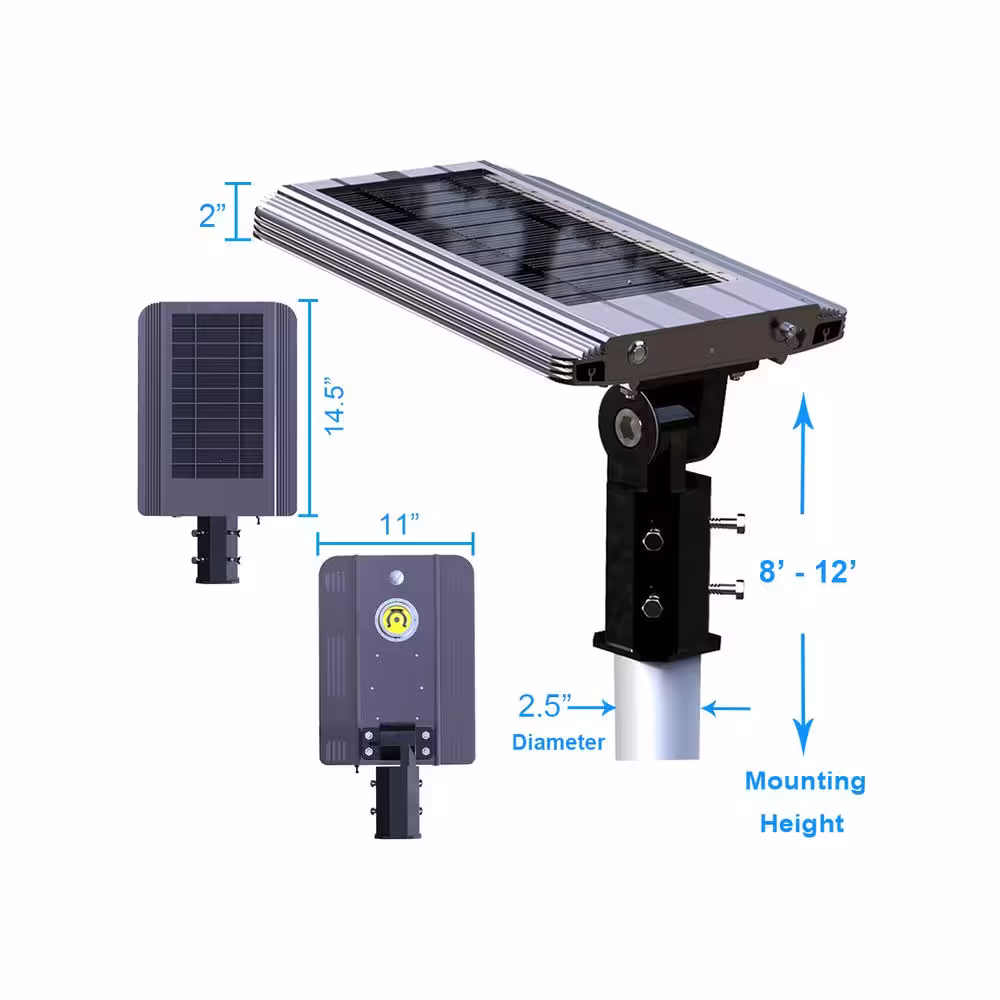 eLEDing AI SMART 1600 Lumens Metallic Solar Power Motion Activate Outdoor Integrated LED CREE 3000K Street Area Light