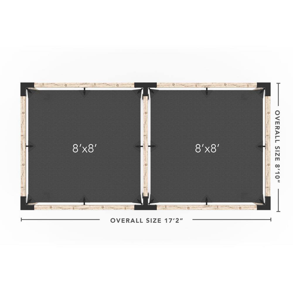 TOJA GRID 8 ft. L x 16 ft. W Double Pergola Kit with 2 Crimson Shade Sails, for 4x4 Wood