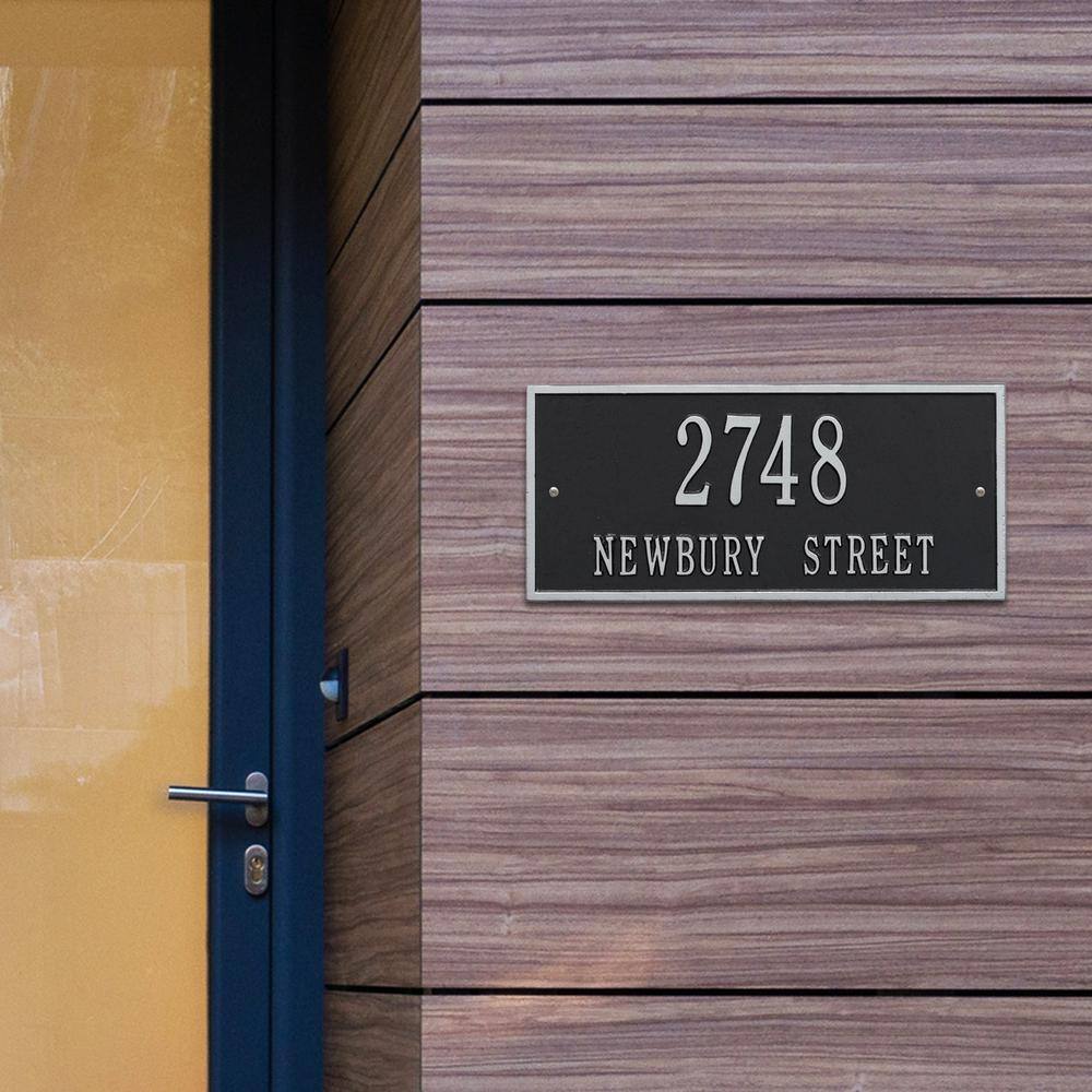 Whitehall Products Hartford Rectangular Black/Silver Standard Wall 2-Line Address Plaque