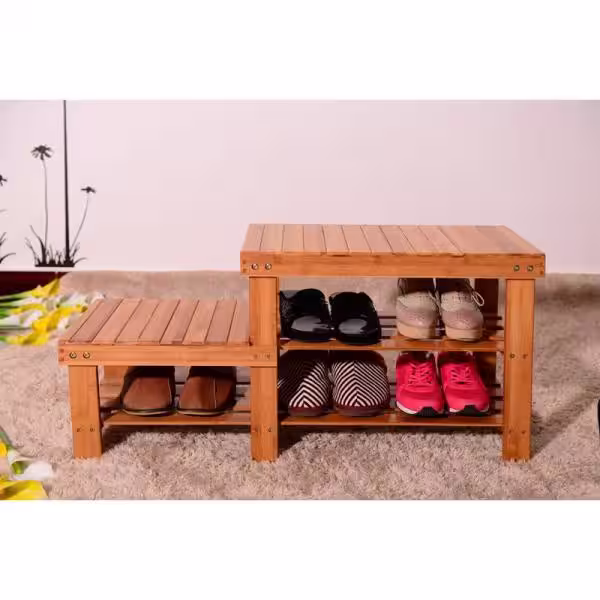 None 35.43 in. L x 11.02 in. W x 17.72 in. H 5-Pairs 2-Tier Brown Bamboo Shoe Rack