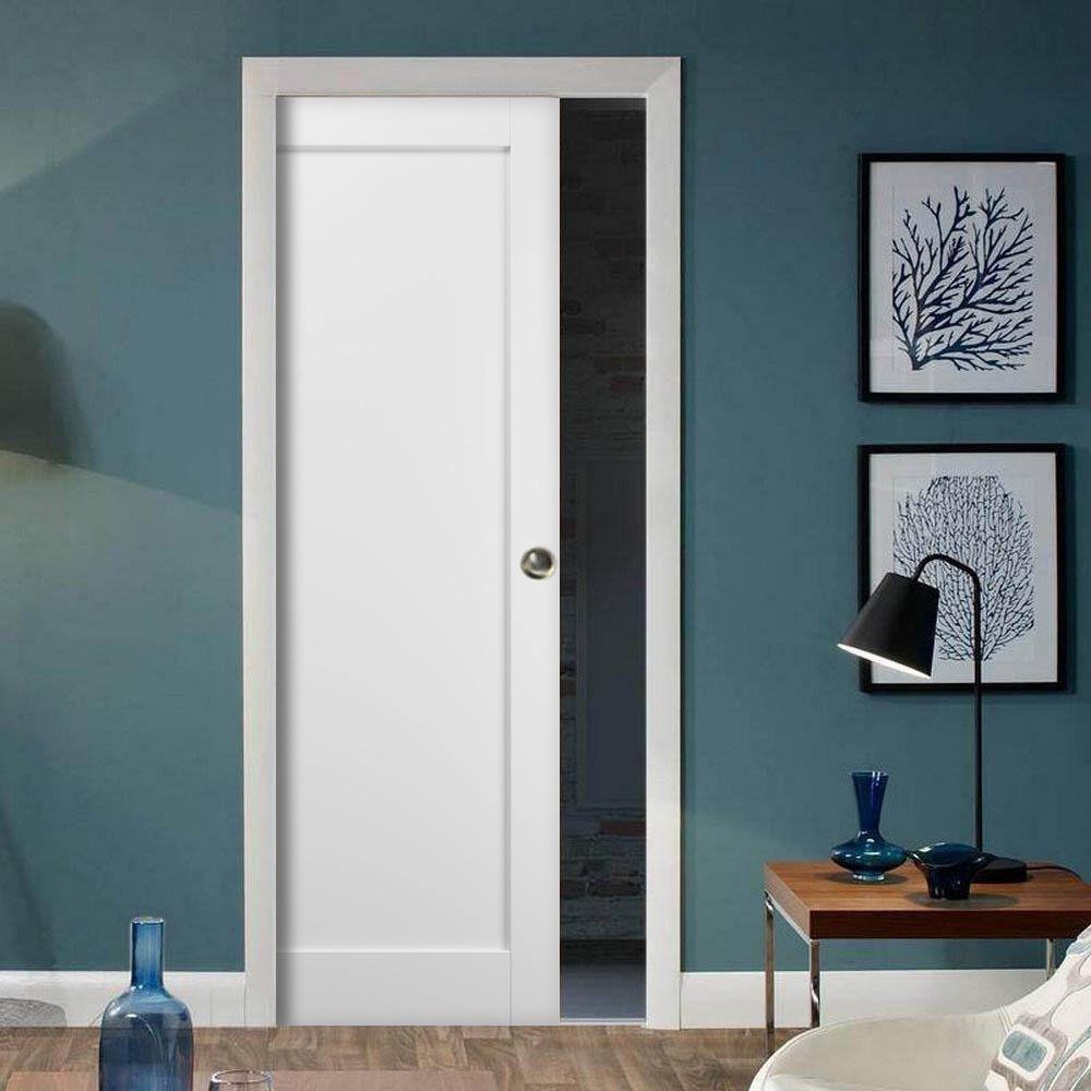 Sartodoors 4111 24 in. x 80 in. 1 Panel No Bore Solid MDF Core White Finished Pine Wood Interior Door Slab