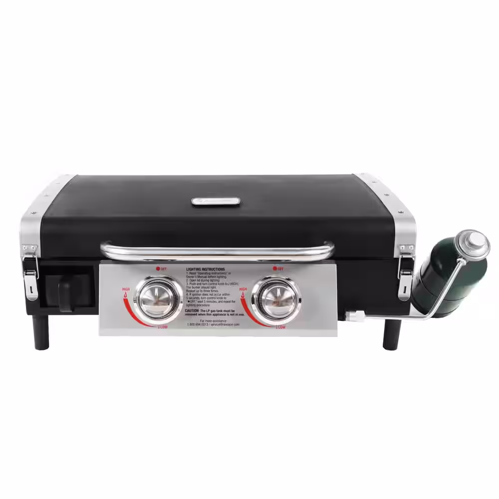 Razor 2-Burner Portable LP Gas Griddle with Lid in Black