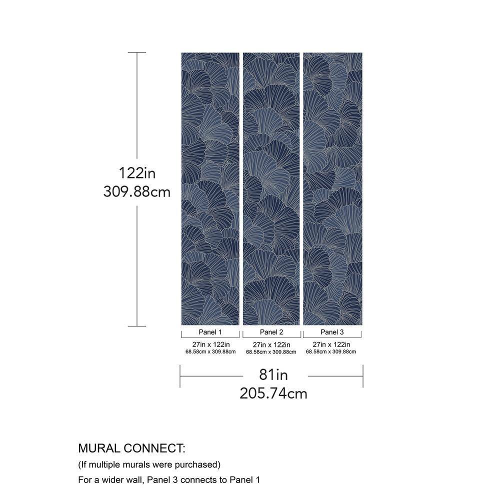 None Petals Royal Blue Flowers Wall Mural Sample