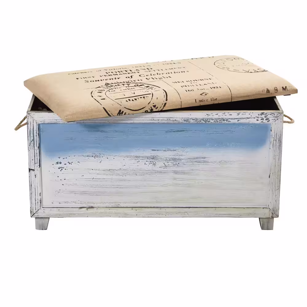 Nearly Natural Ocean Breeze Wood Storage Boxes with Bench and Seating (Set of 3)