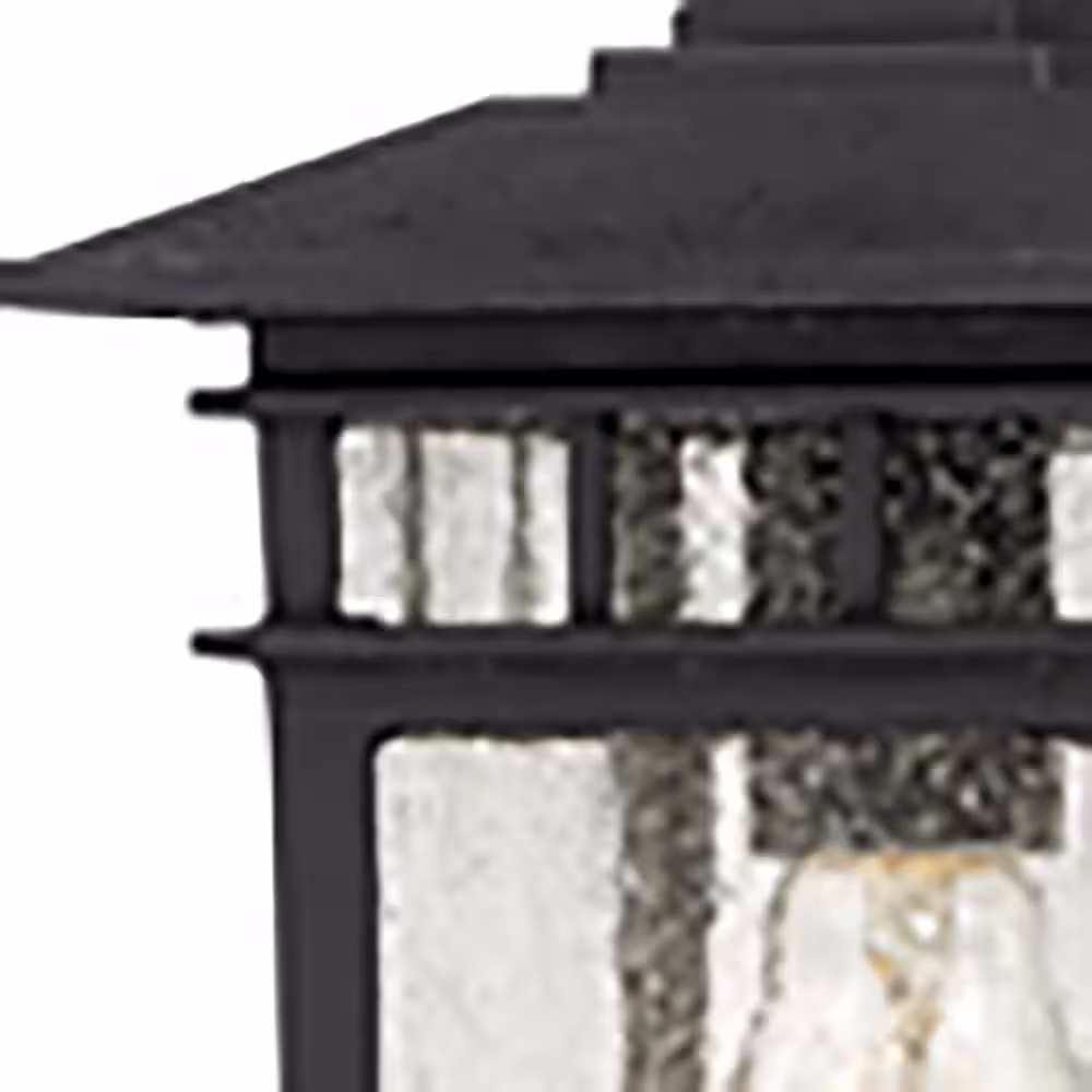 SATCO Cove Neck 12 in. 1-Light Textured Black Dimmable Outdoor Pendant Light with Clear Seed Glass and No Bulbs Included