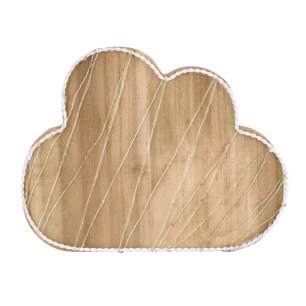 LITTLE LOVE BY NOJO Cloud Shaped Lighted LED Natural Wood Wall Decor
