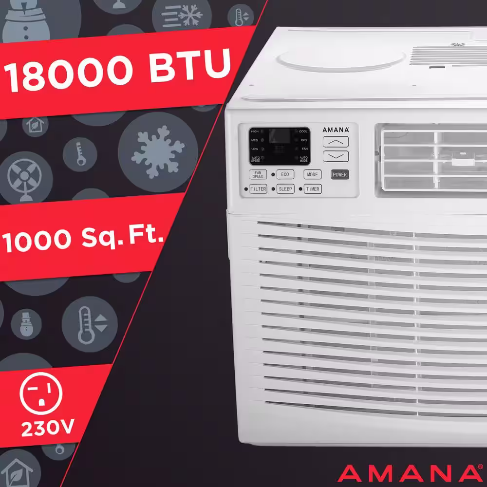 Amana 18,000 BTU 230-Volt Window-Mounted Air Conditioner with Remote Control in White