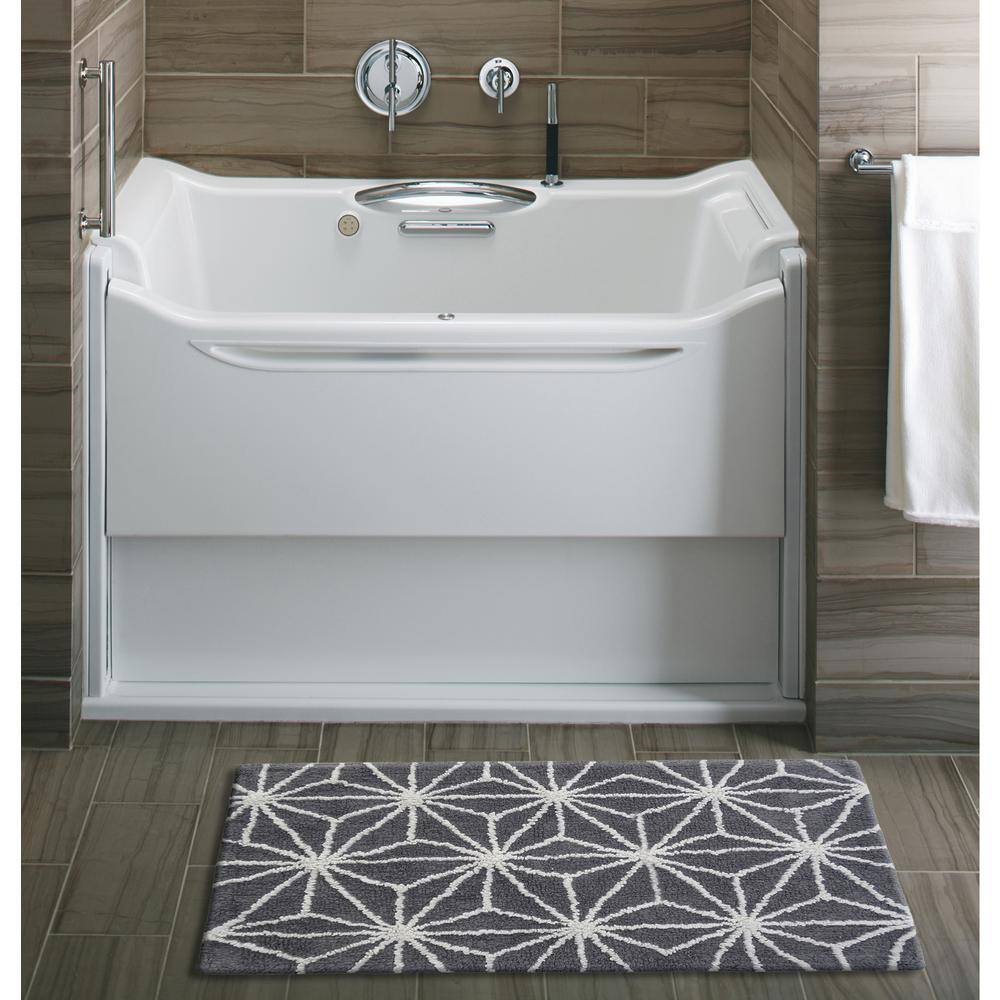 Vibhsa 20 in. x 32 in. Grey and Ivory Geometric Pattern Bath Rug