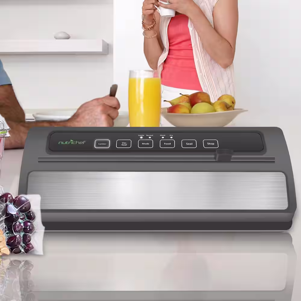 NutriChef Reusable Vacuum Food Bags Automatic Food Vacuum Sealer Electric Air Sealing Preserver System