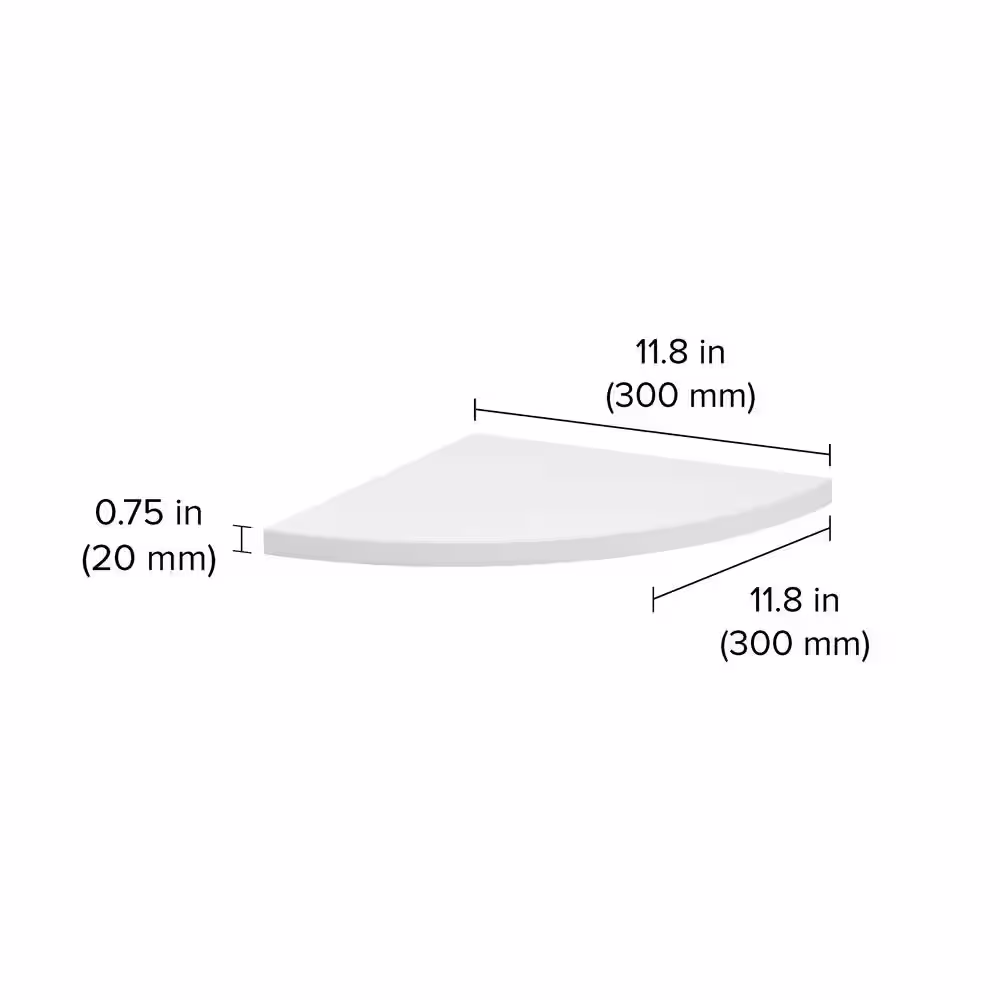 Dolle LITE CORNER 11.8 in. x 11.8 in. x 0.75 in. White MDF Decorative Wall Shelf without Brackets