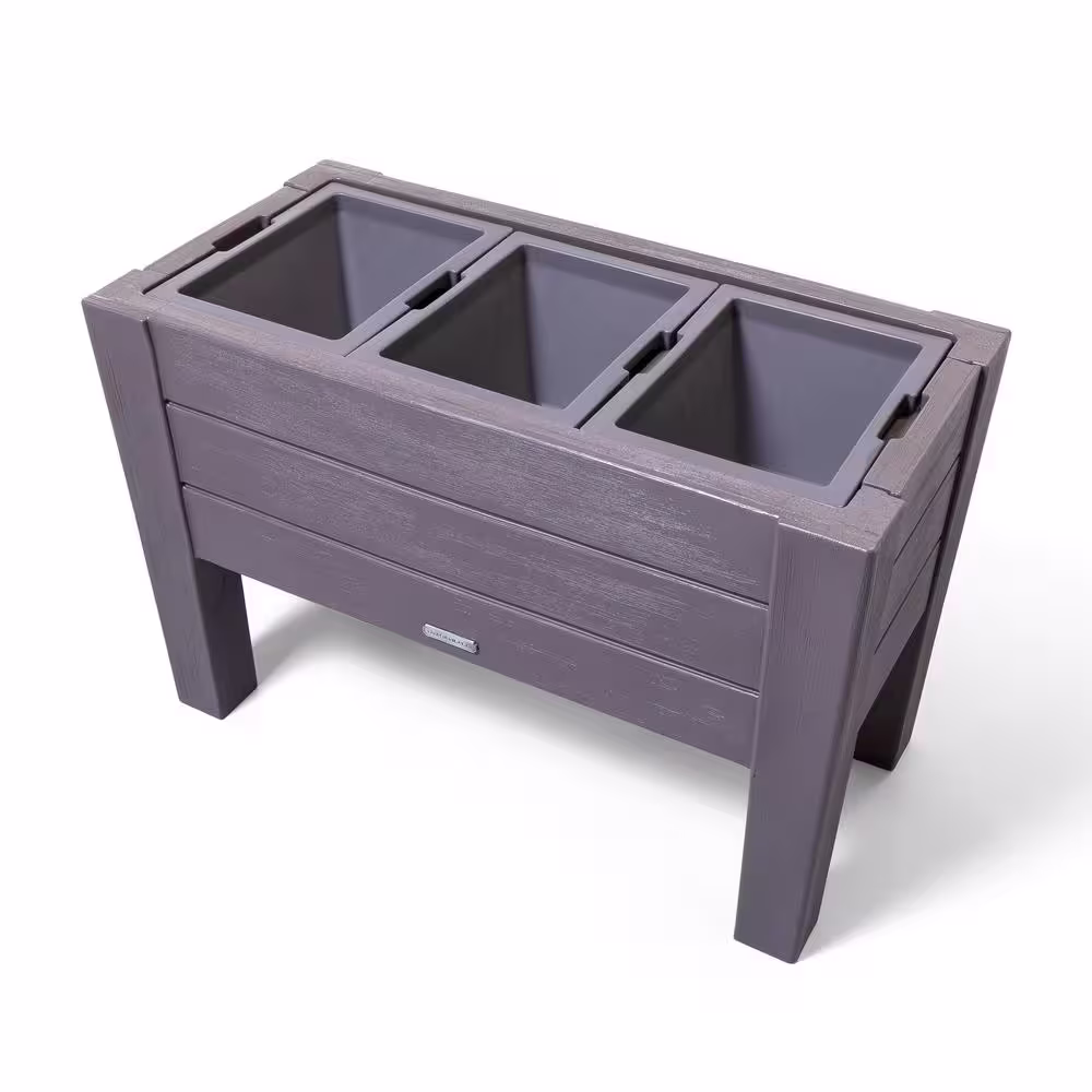 Step2 26 in. x 39 in. Plastic Lakewood Raised Planter - Dark Cedar