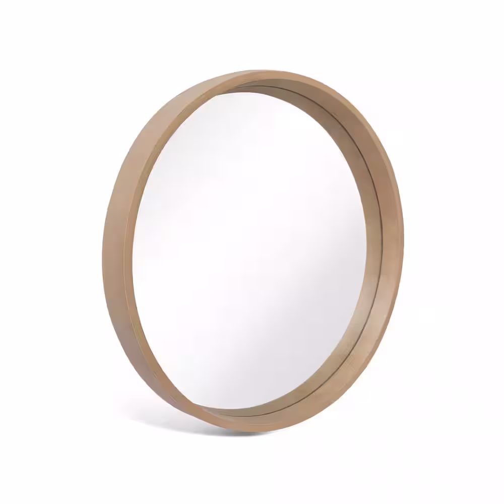 WallBeyond 24 in. Round Wall Mirror with Wooden Frame