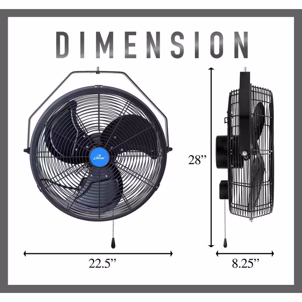 iLIVING 18 in. 3 Speed Wall Mount Outdoor Waterproof Fan