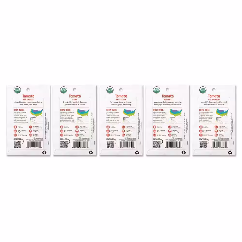 Back to the Roots Organic Heirloom Tomato Vegetable Seeds Variety (5-Pack)