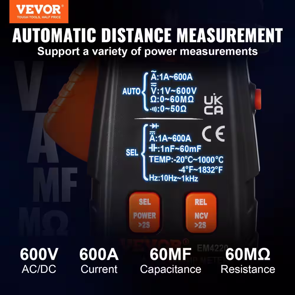 None Digital Clamp Meter T-RMS 6000 Counts 600 A Clamp Multimeter Tester for Home Industry Voltage Resistance Maintenance