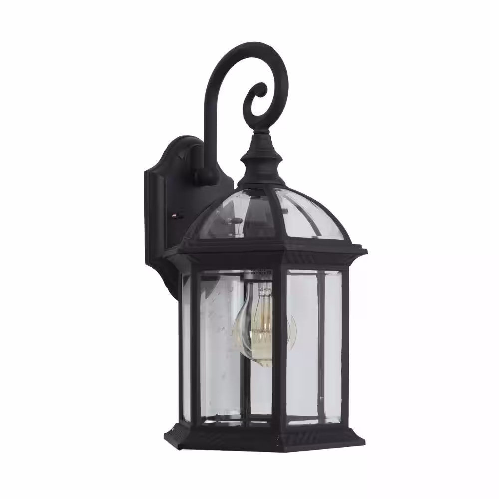 Yosemite Home Decor Anita Collection 1-Light Black Outdoor Wall Lantern Sconce