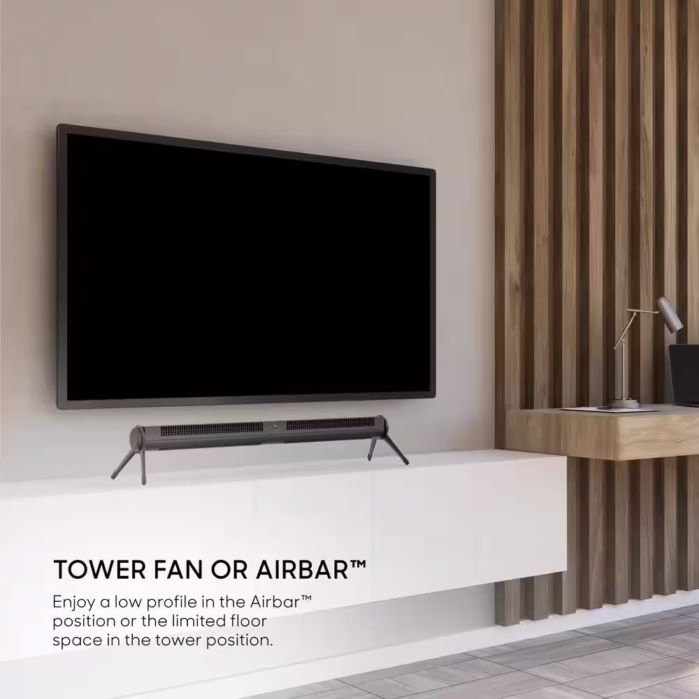 Sharper Image Axis 42 45 in. 3 fan speed Tower Fan in Black with remote