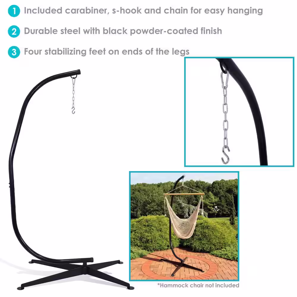 Sunnydaze Decor 2.6 ft. Steel C-Stand for Hanging Hammock Chairs