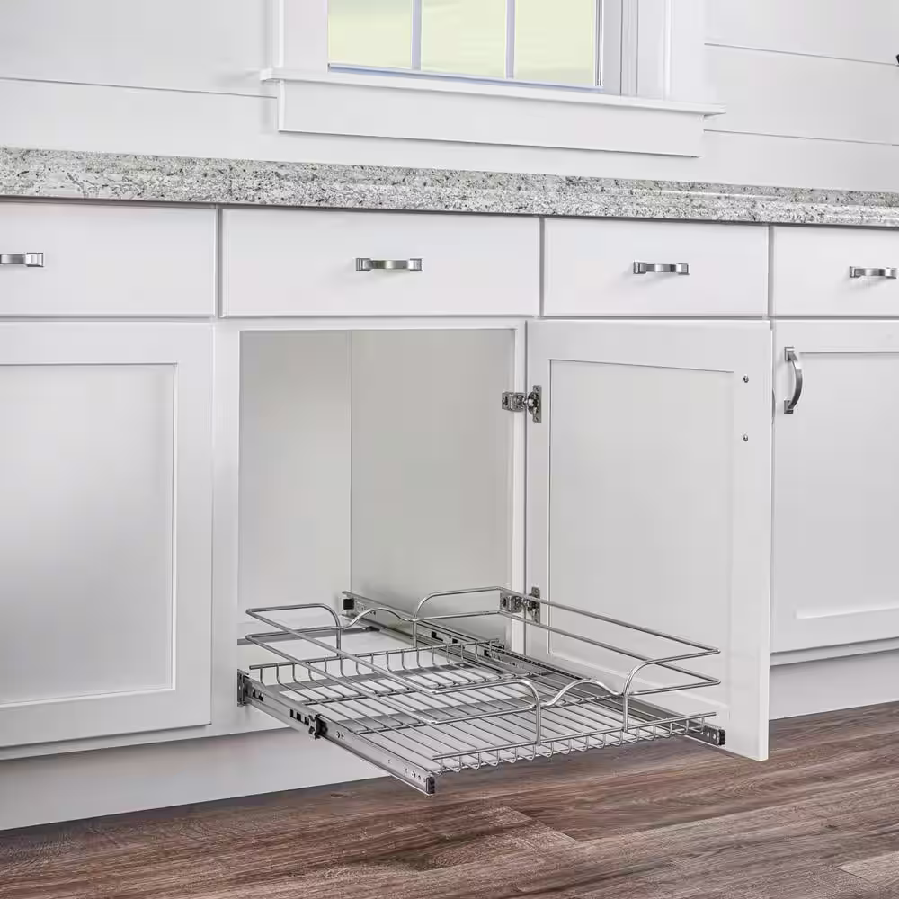 Rev-A-Shelf 15 in. x 22 in. Single Wire Basket Pull Out Cabinet Organizer