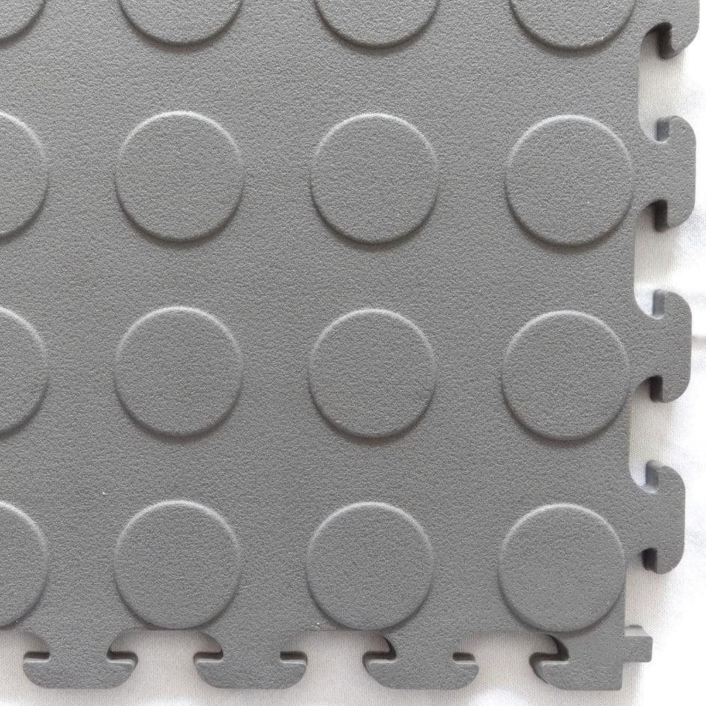 Norsk Multi-Purpose 18.3 in. x 18.3 in. Dove Gray PVC Garage Flooring Tile with Raised Coin Pattern (6-Pieces)