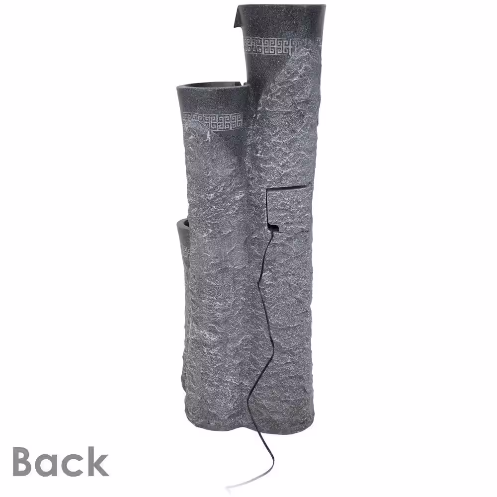 Sunnydaze Decor 4-Tier Staggered Pillars Tiered Water Fountain with LED Lights