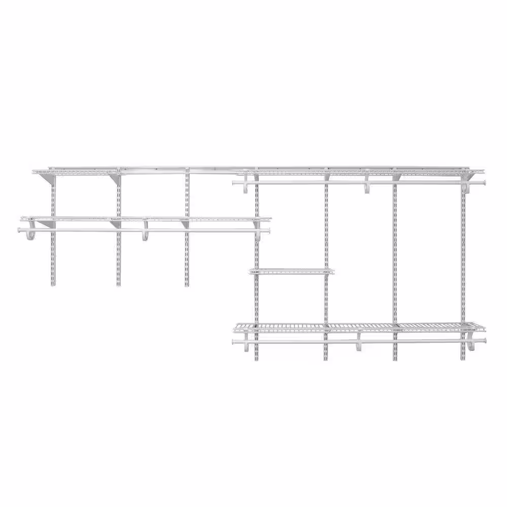 ClosetMaid ShelfTrack 120.5 in. W White Reach-In Wall Mount 5-Shelf Wire Closet System Organizer Kit