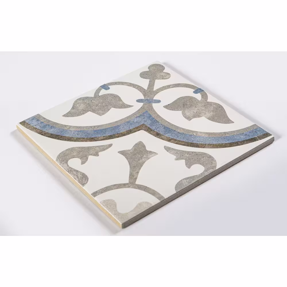 ANDOVA Luv Passion Black/White/Blue/Gray 8 in. x 8 in. Smooth Matte Porcelain Floor and Wall Tile (8.17 sq. ft./Case)