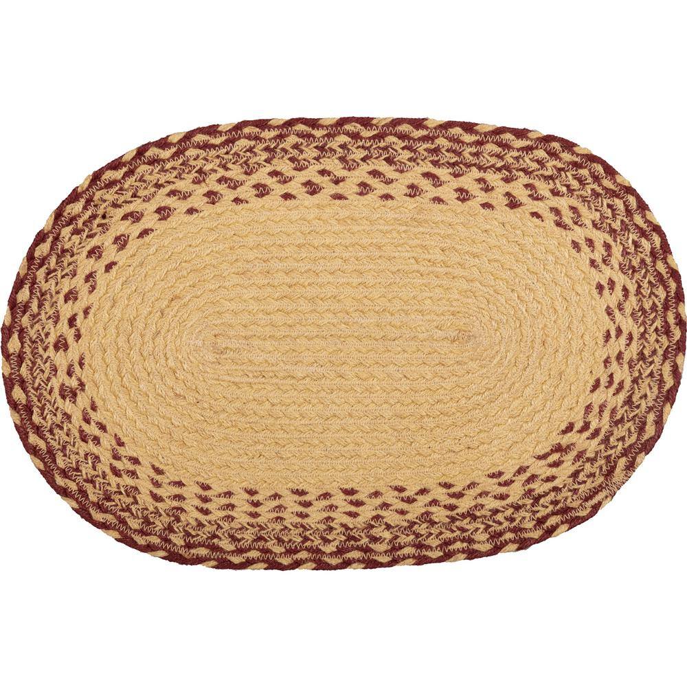 VHC BRANDS Primitive Stencil Star 12 in. W x 18 in. L Burgundy Tan Jute Oval Placemat Set of 6