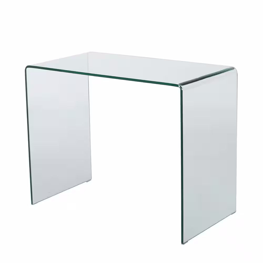 Noble House Caradoc 37.4 in. Rectangular Clear Glass Writing Desk
