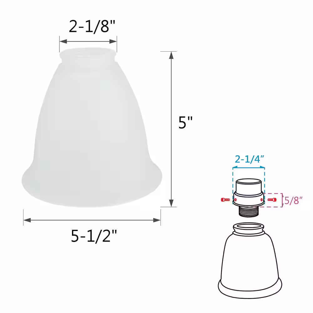 ASPEN Creative CORPORATION:Aspen Creative Corporation 5 in. Frosted Ceiling Fan Replacement Glass Shade (4-Pack)