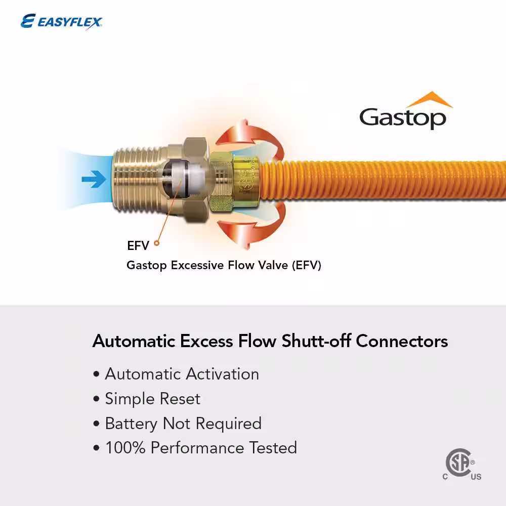 EasyFlex 1/2 in. MIP x 1/2 in. MIP x 36 in. Coated Stainless Steel Gas Connector (5/8 in. O.D.) with Gastop EFV (125,000 BTU)
