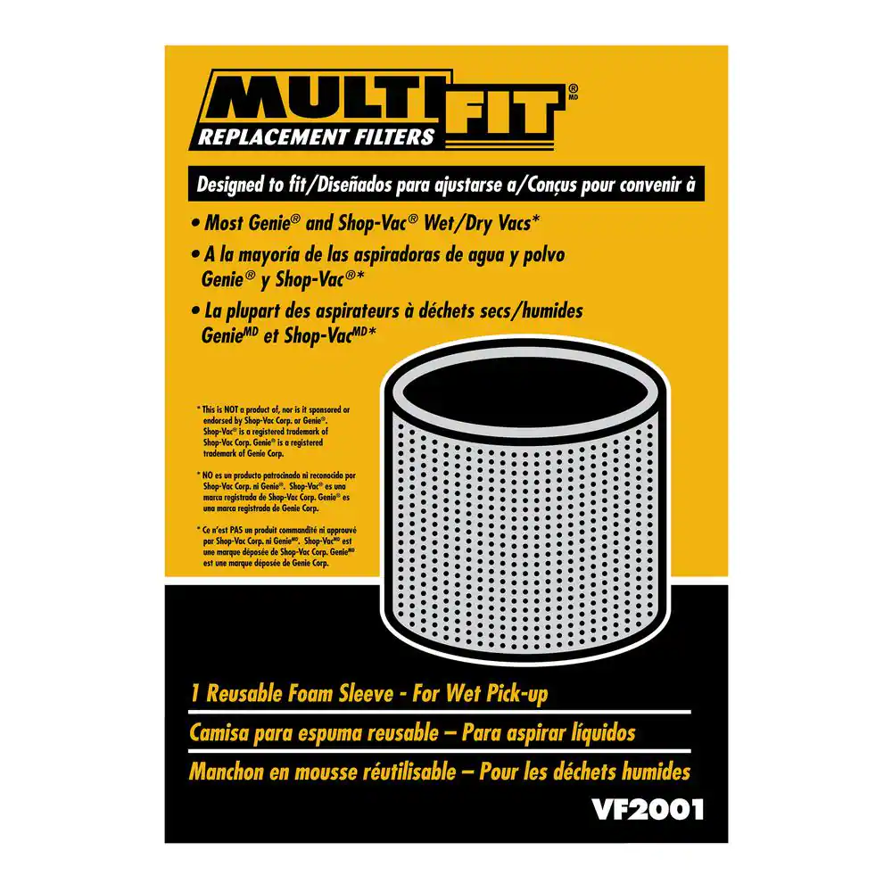 MULTI FIT Replacement Wet Debris Application Wet/Dry Vac Foam Sleeve Filter for Select Shop-Vac Brand Shop Vacuums (1-Pack)