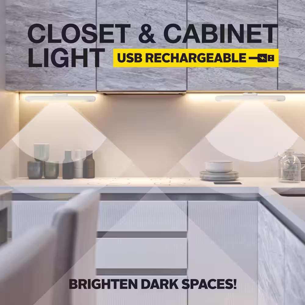 Bell + Howell 13 in. Rechargeable Wireless Integrated LED White Motion Activated Closet and Under Cabinet Light