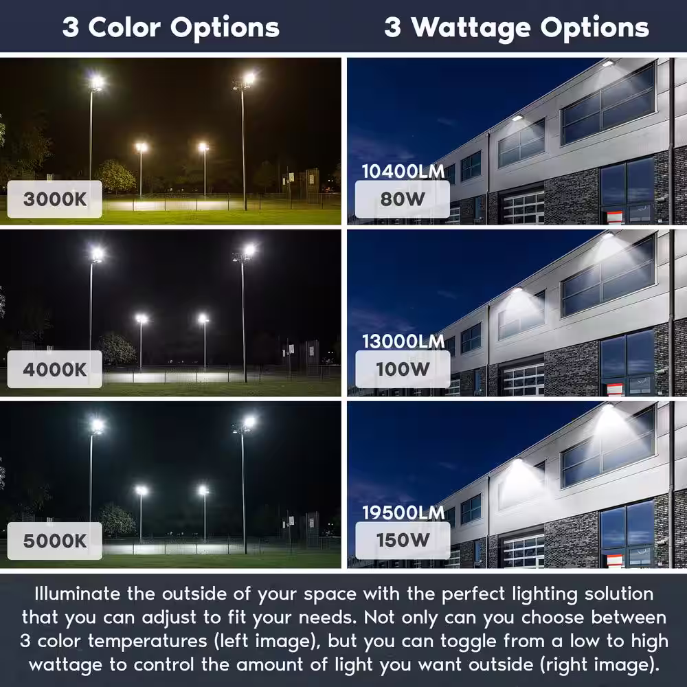 None 80/100/150-Watt Equivalent Up to 19500LM Integrated LED Bronze Dusk to Dawn Light with Photocell 3CCT 3000K-5000K IP65