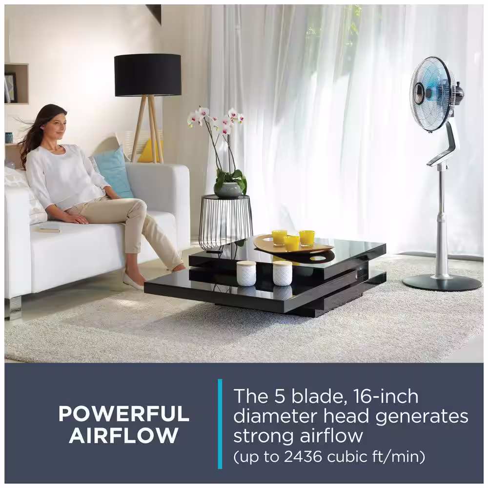 Rowenta Turbo Silence Extreme Stand Fan with 5 speeds, oscillating feature, adjustable height and remote