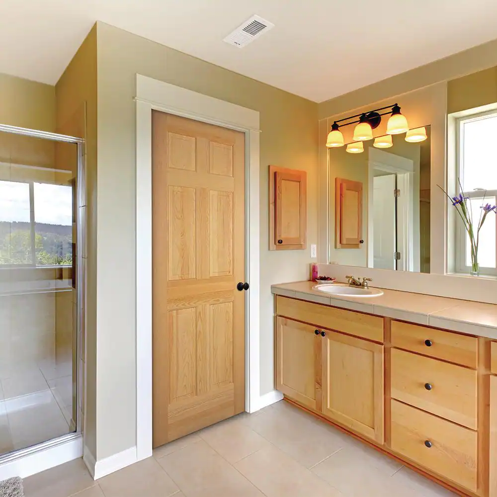 Builders Choice 6-Panel Solid Core Unfinished Clear Pine Single Prehung Interior Door