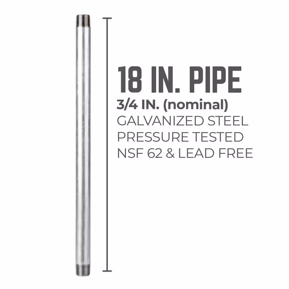 PIPE DECOR 3/4 in. x 1.5 ft. Galvanized Steel Pipe (4-Pack)