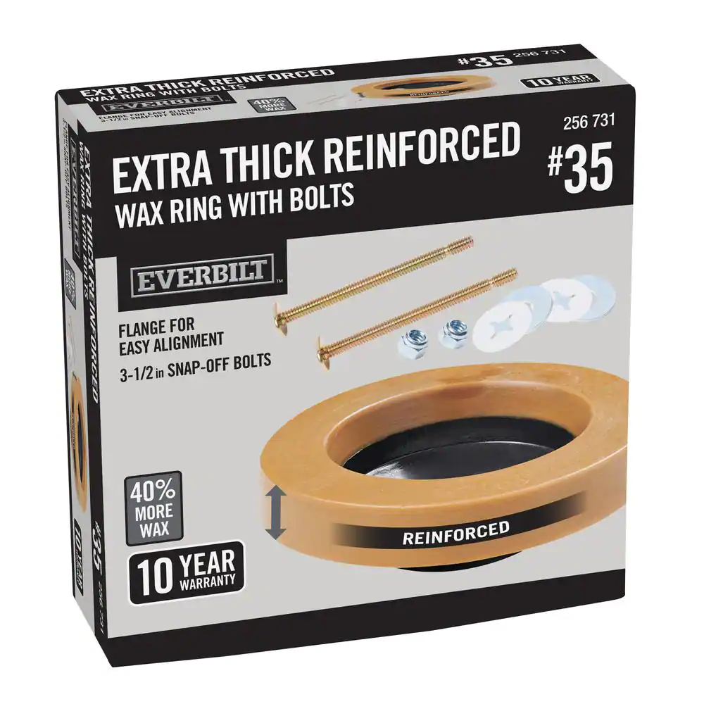 Everbilt Extra Thick Reinforced Toilet Wax Ring with Plastic Horn and Zinc-Plated Toilet Bolts