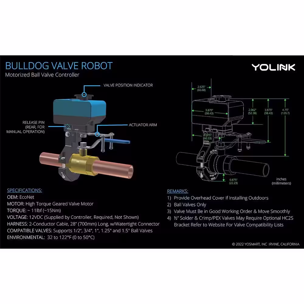 YoLink X3 Valve Controller and Bulldog Valve Robot Kit