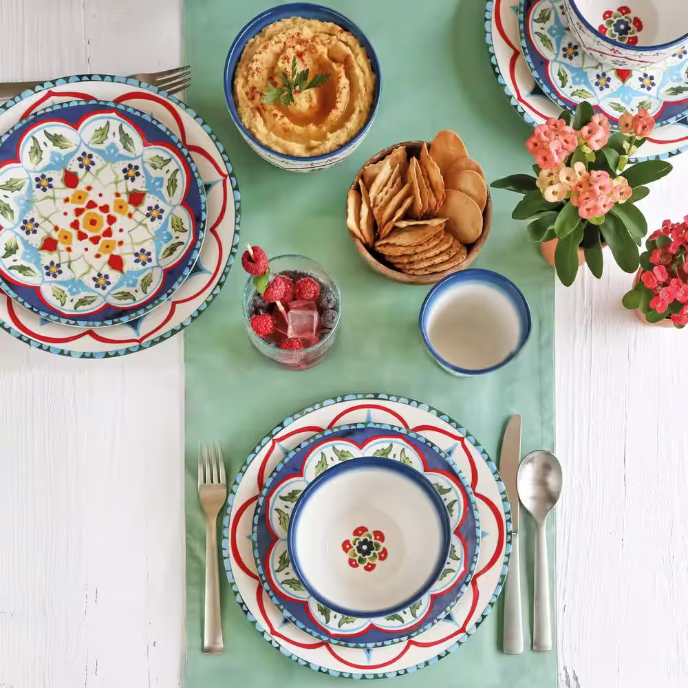 Over and Back Tuscany 16 pc patterned Stoneware Dinnerware set (Service for 4)