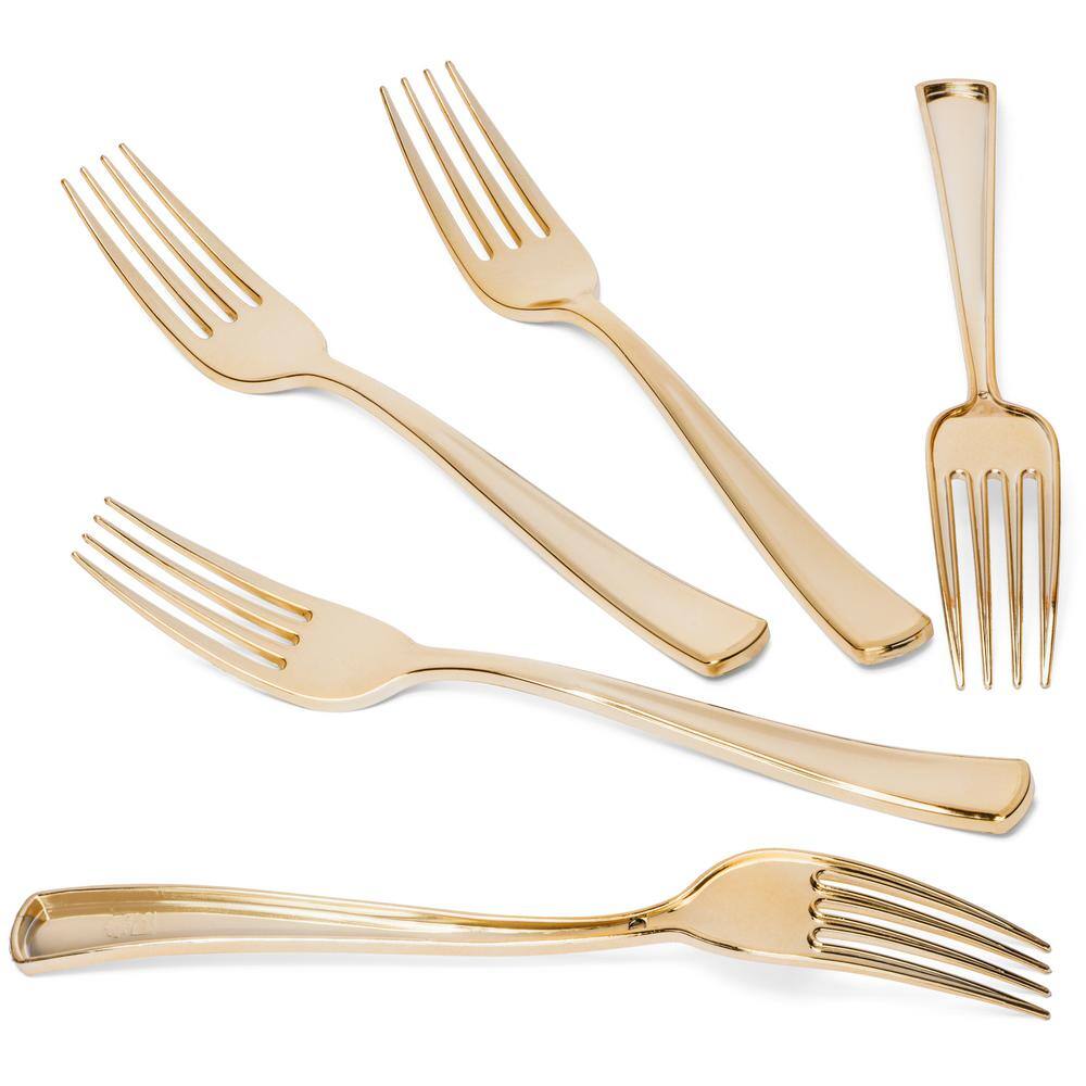 None Gold Disposable Plastic Forks (125 Pieces)