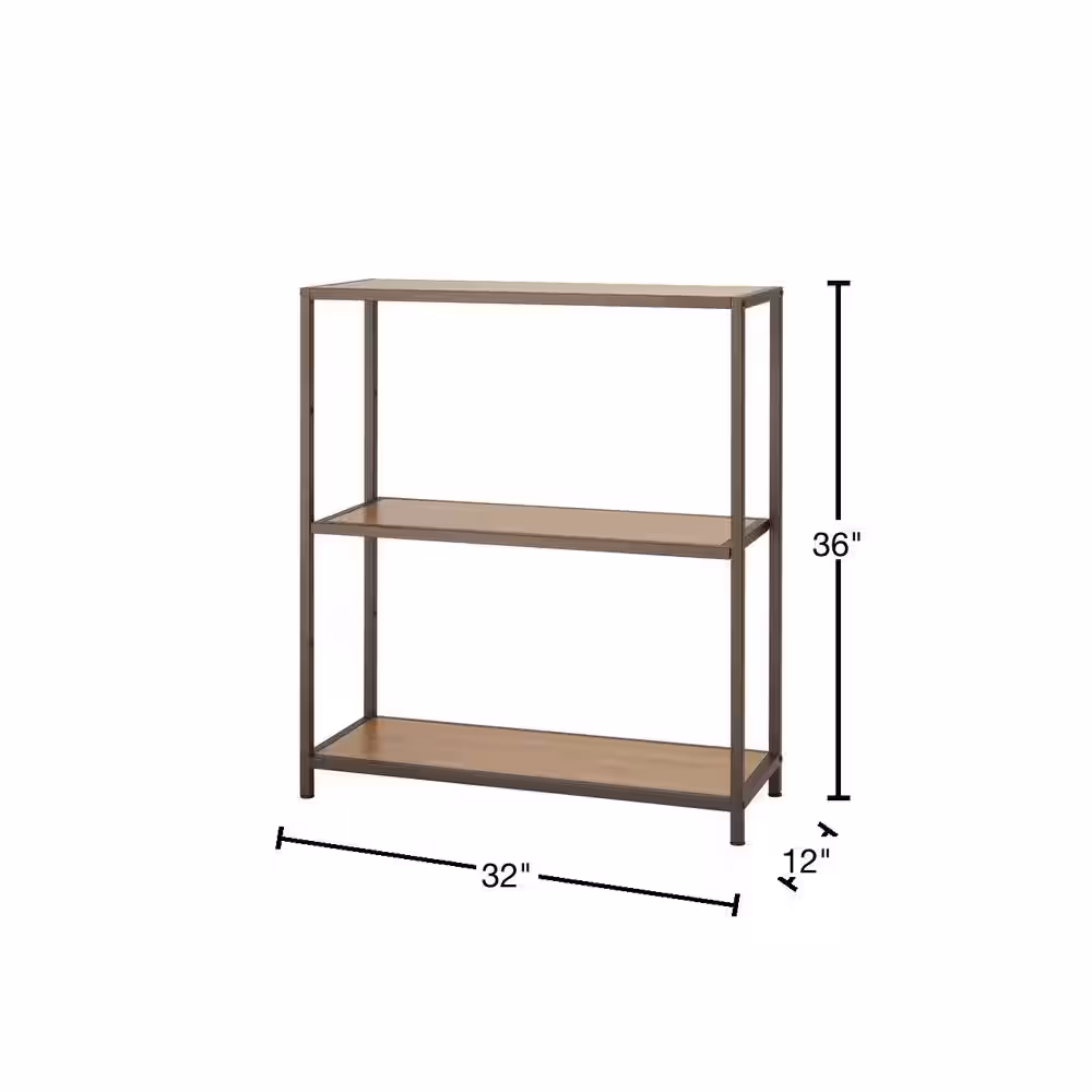 TRINITY 32 in. W x 12 in. D 3-Tier Bronze Anthracite Bamboo Decorative Shelf