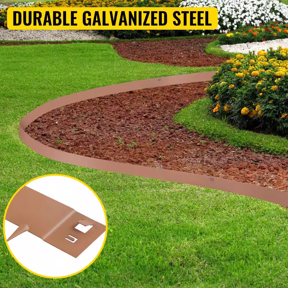 VEVOR Steel Lawn Edging 5-Pieces Metal Landscape Edging 4 in. x 39 in. Garden Edging Border Grown Lawn Edge for Garden Yard