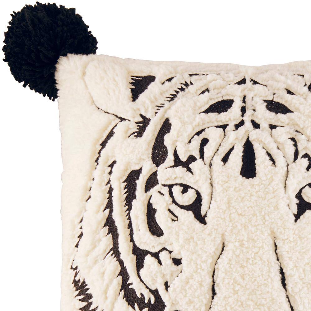 BETSEY JOHNSON Betseys Tiger Black Plush 20X20 Decorative Pillow
