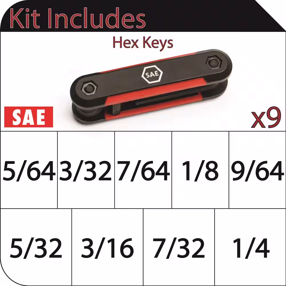 Husky Folding Hex Key Set, SAE (9-Piece)