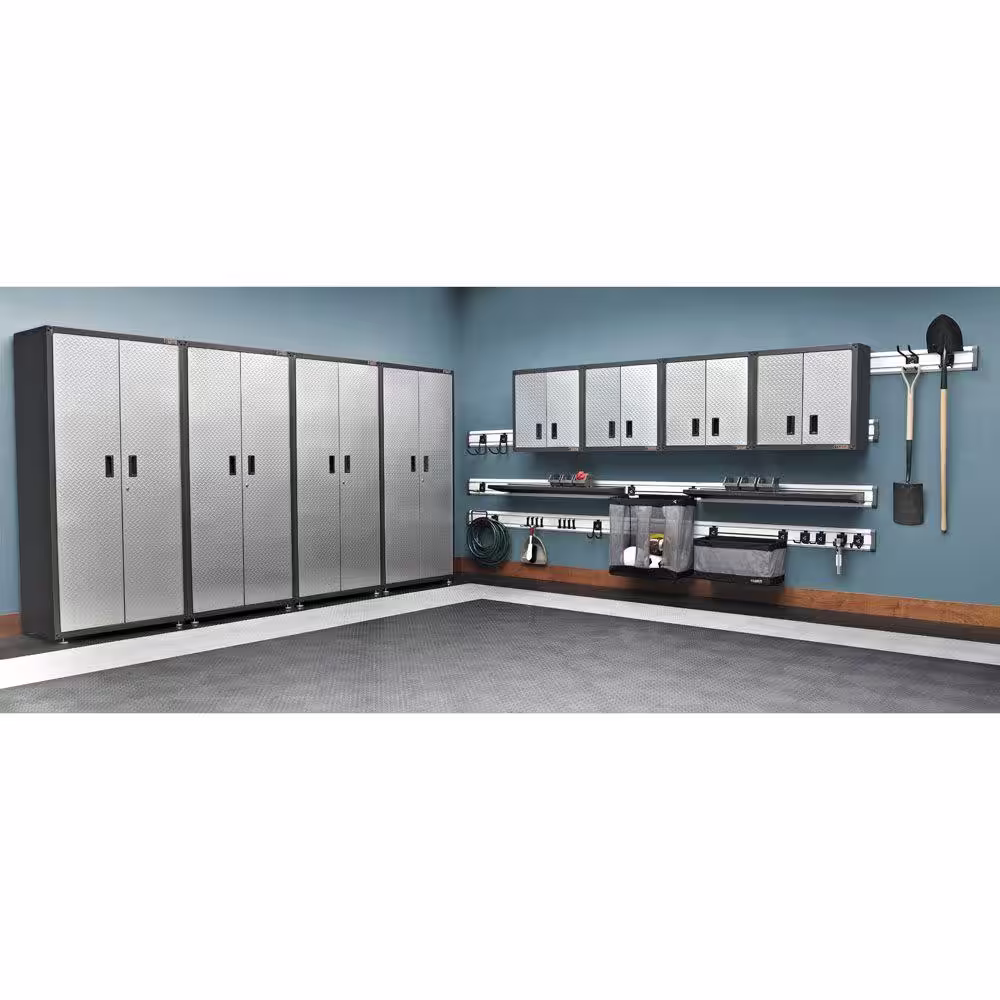 Gladiator Steel 1-Shelf Wall Mounted Garage Cabinet in Silver Tread (28 in W x 28 in H x 12 in D)
