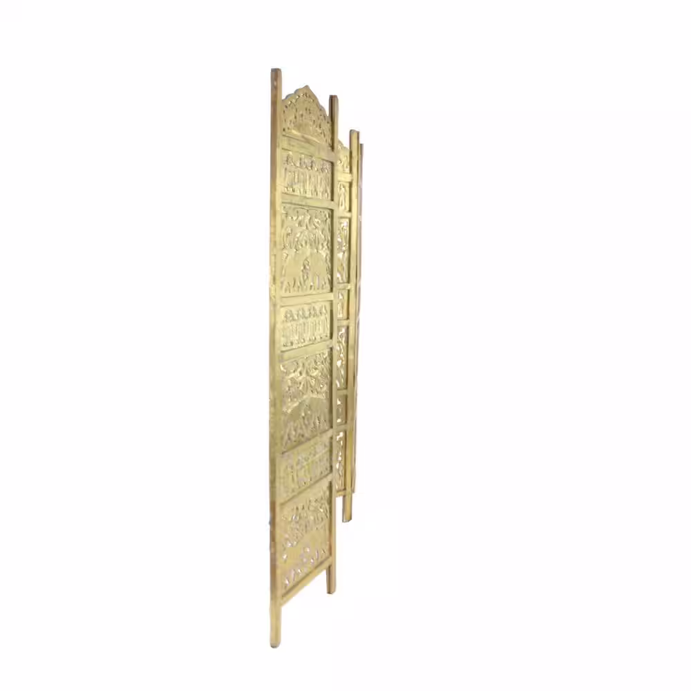 Litton Lane 72 in. Gold Wood Traditional Room Divider Screen