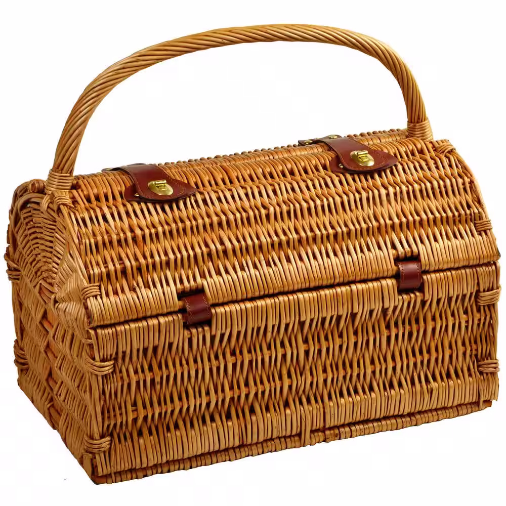 None Sussex Willow Picnic Basket with Service for 2 with Blanket in London Plaid