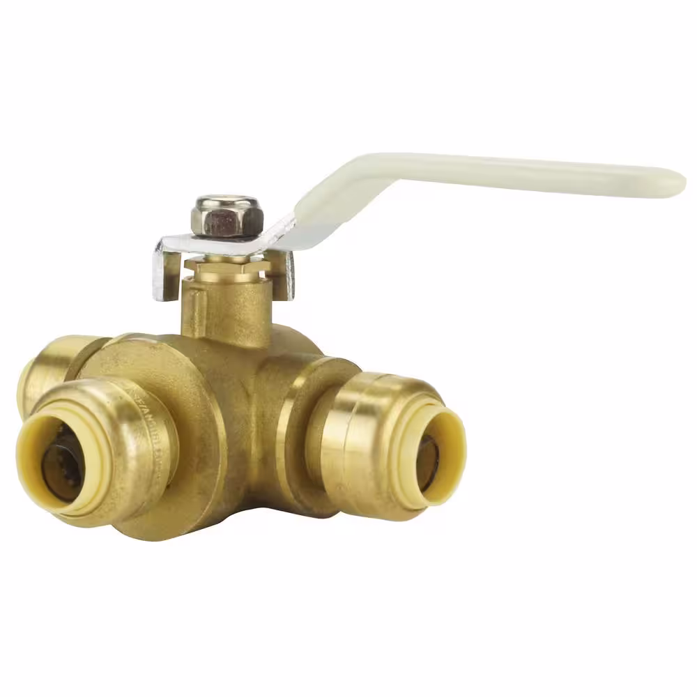 Tectite 1/2 in. Brass Push-To-Connect 3-Way Ball Valve