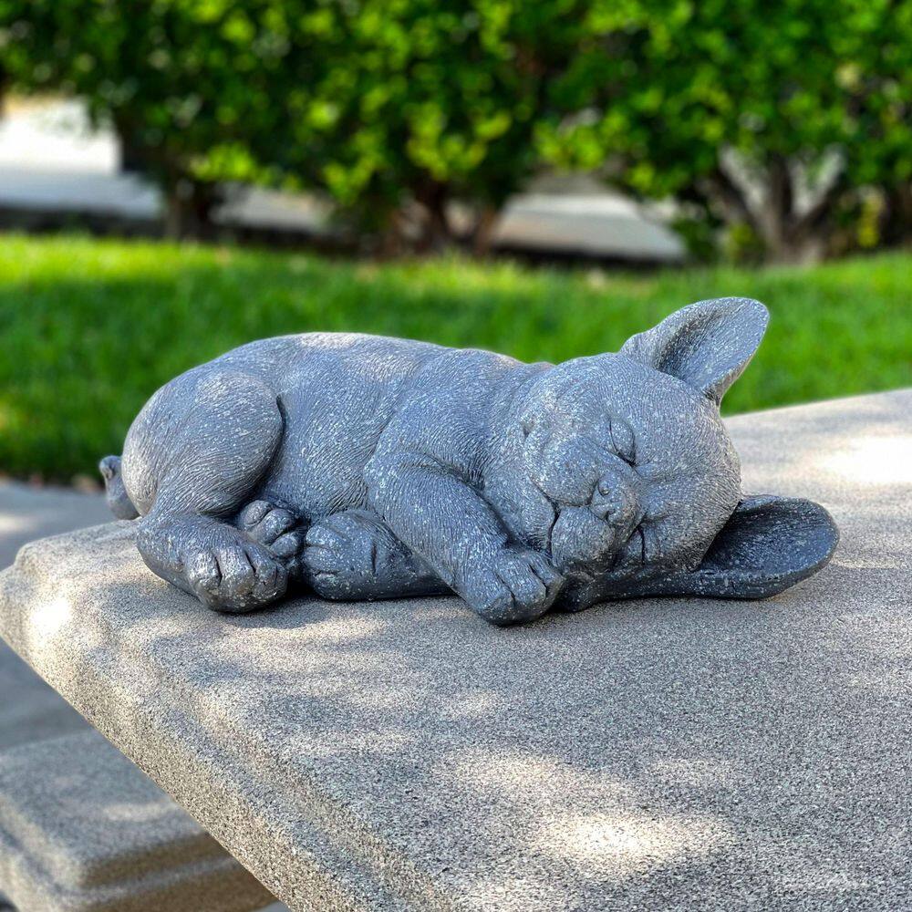 Galt International 7 in. Grey Polyresin Sleeping Bulldog